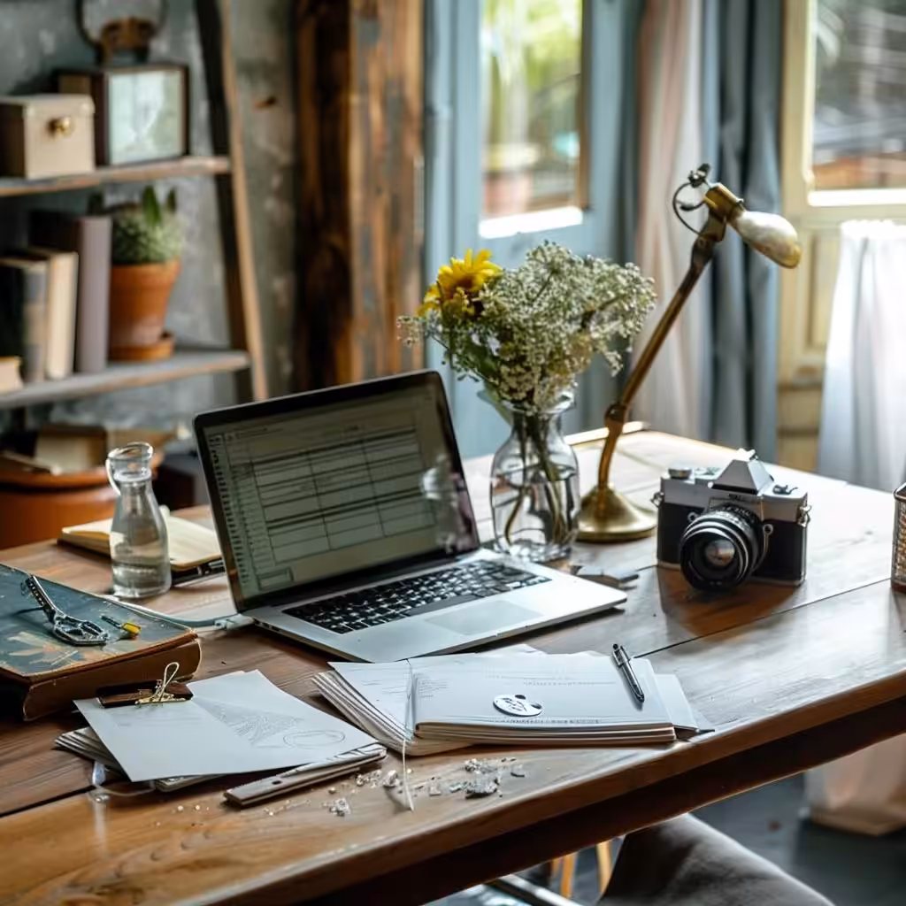 Homeowner documenting hurricane damage for insurance claims, showcasing organized workspace and preparation